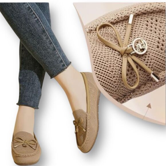 Loafers Women Comfortable Knit Slip-On Shoes-Breathable Size 11 Mesh Flat Brown - Picture 3 of 15